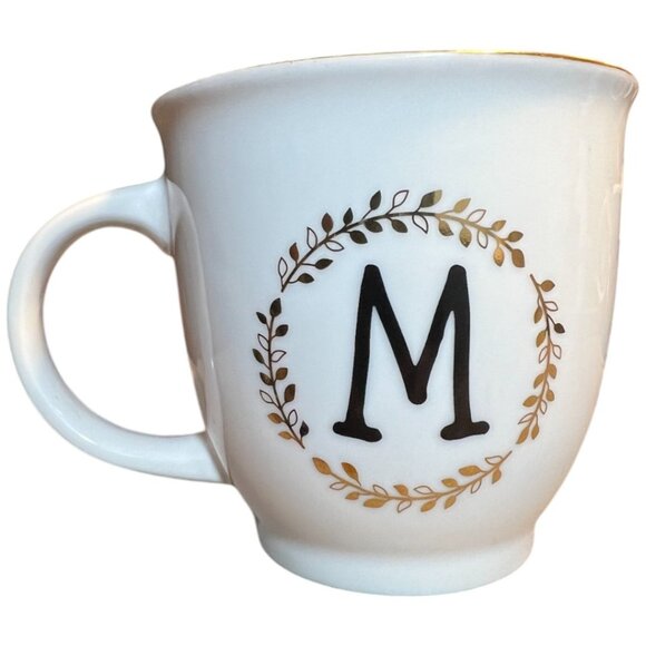 SHEFFIELD HOME Monogram "M" Ceramic Mug Double-Sided Metallic Gold Accents - Picture 3 of 13